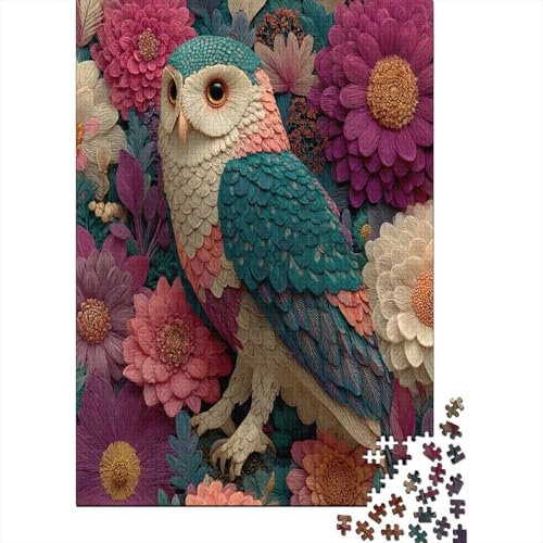 Huge Blumes in Bloom Eule1000 Teile: Unmögliches Puzzle Für Erwachsene, Spiele, Geschenke, Kinder, Herausforderungs70x50cm/1000pcs von kaiyun