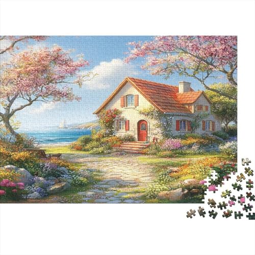 Idyllisches Haus 1000pcs (75x50cm) Schwer Puzzle Lernspiel Impossible Blumen Bäume and Vegetable Garten Herausforderung Spielzeug Für Erwachsene Kinder von kaiyun