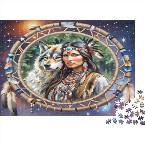 Indianer Rätsel Für Erwachsene |Wolf DreamKatzecher| 1000pcs (75x50cm) Puzzles Lernspiele Home Decor von kaiyun