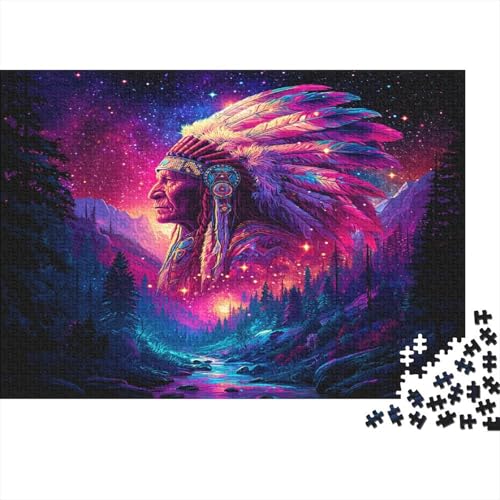 Indianerhäuptling Rätsel Für Erwachsene |Wald und Berge| 1000pcs (75x50cm) Puzzles Lernspiele Home Decor von kaiyun