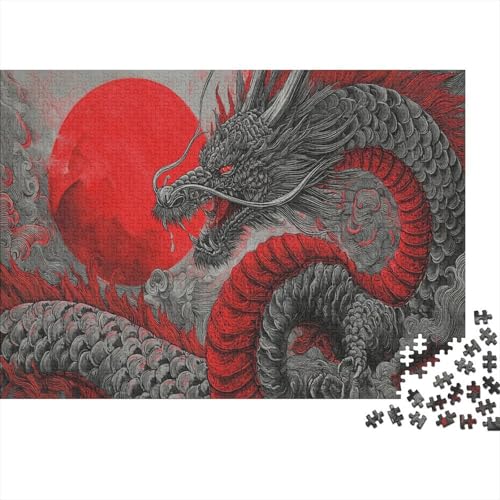 Japanese Drache 1000pcs (75x50cm) Puzzles, Die Für Erwachsene Und Personen Ab 14 Jahren Geeignet Sind Rote Sonne von kaiyun