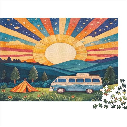 Jules Hippie-Sonnenaufgang 1000pcs (75x50cm) Schwer Puzzle Lernspiel Impossible Bushügel Herausforderung Spielzeug Für Erwachsene Kinder von kaiyun