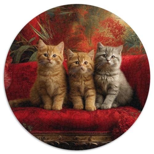 Kätzchen auf dem Sofa mit floralen und pflanzlichen Elementen1000 Teile: Unmögliches Puzzle Für Erwachsene, Spiele, Geschenke, Kinder, Herausforderungs1000pcs (67.5x67.5cm) von kaiyun