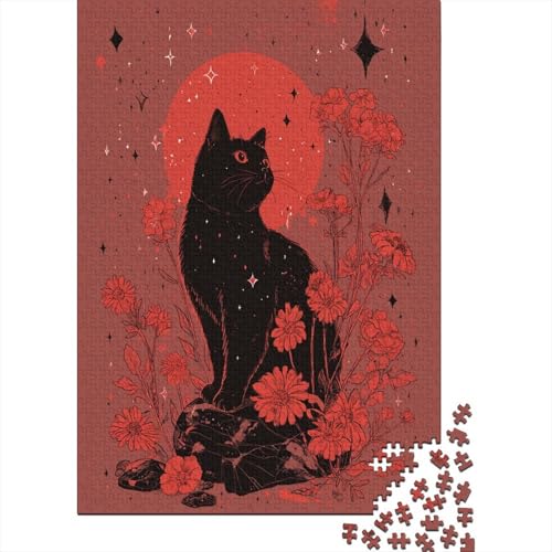 Karmesinrote und Schwarze Katze1000 Teile: Unmögliches Puzzle Für Erwachsene, Spiele, Geschenke, Kinder, Herausforderungs38x26cm/1000pcs von kaiyun