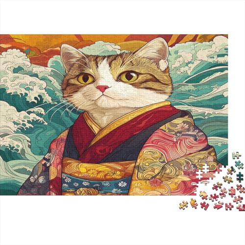 Katze 1000pcs (75x50cm) Puzzles, Die Für Erwachsene Und Personen Ab 14 Jahren Geeignet Sind Traditionelle Kimono-Vektorillustration von kaiyun