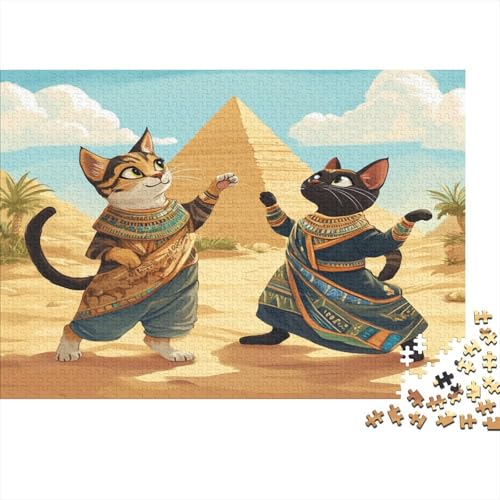 Katze im ägyptischen Kostüm Puzzle 1000pcs (75x50cm) Erwachsene Pyramideen Wüste Background Puzzle,Home Decor von kaiyun