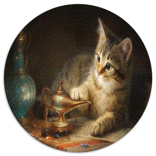 Katze reibt an Einer Wunderlampe 1000pcs (67.5x67.5cm) Schwer Puzzle Lernspiel Impossible Herausforderung Spielzeug Für Erwachsene Kinder von kaiyun