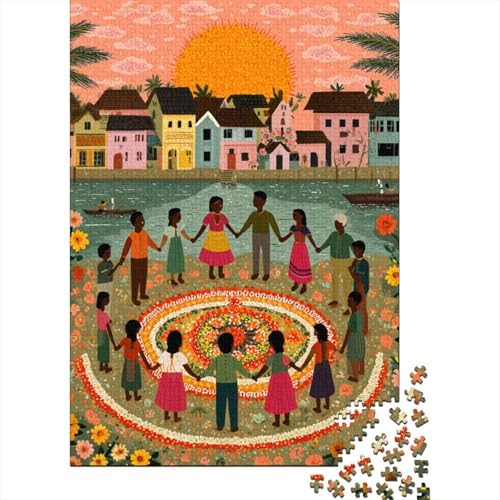 Kinder und ältere Menschen Stehen im Kreis und halten Hände Puzzle 1000 Teile Für Erwachsene, Lernspiele, Heimdekoration70x50cm/1000pcs von kaiyun