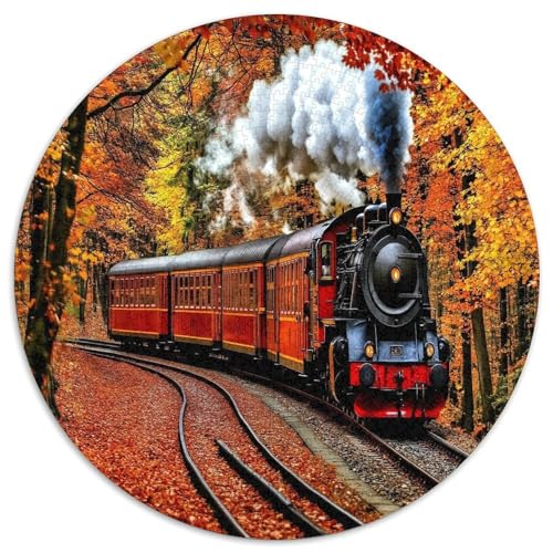 Klassische Dampflok,Goldoranger Sonnenuntergang Forest Gemusterte Nachhaltige Für Erwachsene Hochwertige Holzspielpuzzles 1000pcs (67.5x67.5cm) von kaiyun