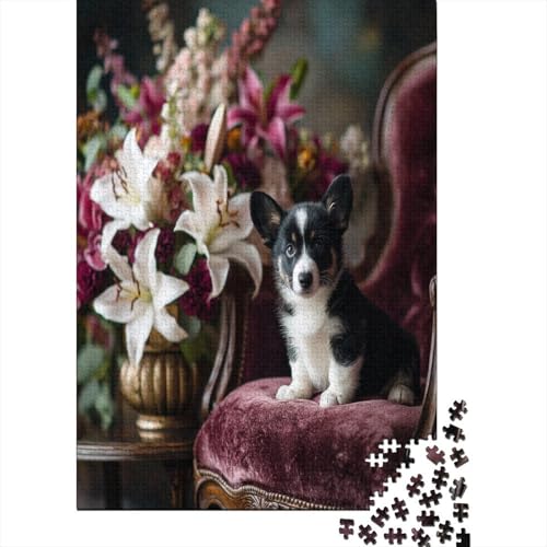 Kleiner Corgi Rätsel Für Erwachsene |Lilie| Familienspaß-Puzzles 38x26cm/1000pcs von kaiyun