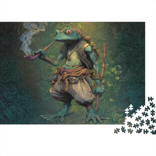 Kleiner Froschmann raucht Pfeife, Gemusterte Nachhaltige Für Erwachsene Hochwertige Holzspielpuzzles 1000pcs (75x50cm) von kaiyun