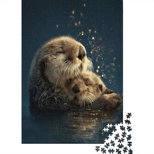 Kleiner Otter umarmt Seine Mutter Sterne in der NachtPuzzle 1000 Teile Für Erwachsene, Lernspiele70x50cm/1000pcs von kaiyun