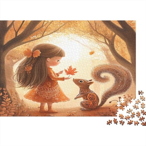 Kleines Mädchen, Eichhörnchen 1000pcs (75x50cm) Puzzles, Die Für Erwachsene Und Personen Ab 14 Jahren Geeignet Sind Autumn Bäume von kaiyun