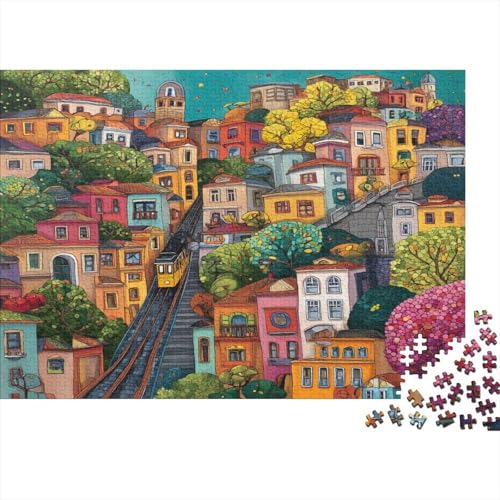 Kleinstadtgebäude 1000pcs (75x50cm) Puzzles, Die Für Erwachsene Und Personen Ab 14 Jahren Geeignet Sind Meerblick und Seilbahn von kaiyun