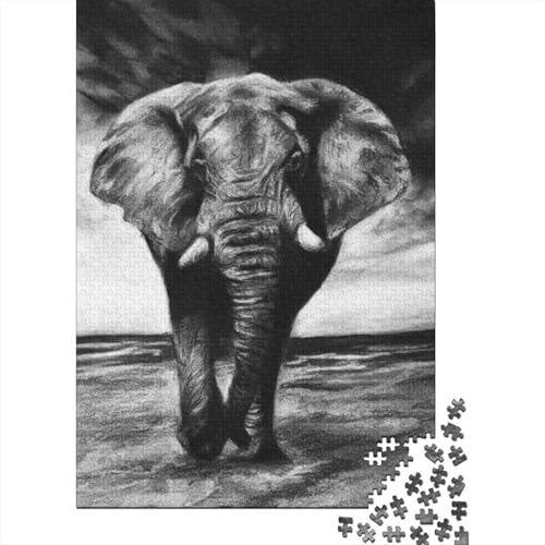 Kohlezeichnungen Elefant1000 Teile: Unmögliches Puzzle Für Erwachsene, Spiele, Geschenke, Kinder, Herausforderungs70x50cm/1000pcs von kaiyun
