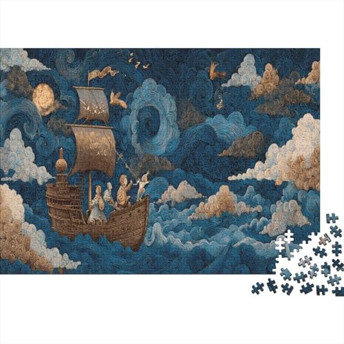 Komplexe Meereslandschaft Rätsel Für Erwachsene |Brot-Piratenschiff| Familienspaß-Puzzles 1000pcs (75x50cm) von kaiyun