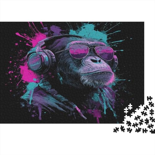 Kopfhörer-Orang-Utan-Tintenspritzkunst,Rätsel Für Erwachsene 1000pcs (75x50cm),Herausforderungsspiele von kaiyun