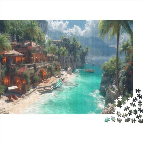 Küstenstadt,Rätsel Für Erwachsene 1000pcs (75x50cm),Herausforderungsspiele Meerblick von kaiyun