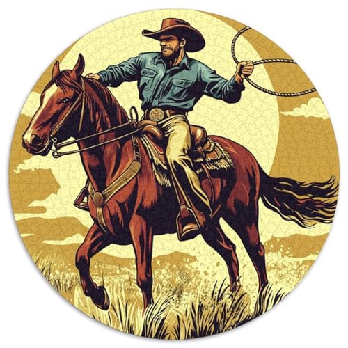 Kuhboy auf Horse- Cartoon-Stil 1000pcs (67.5x67.5cm) Puzzles, Die Für Erwachsene Und Personen Ab 14 Jahren Geeignet Sind von kaiyun