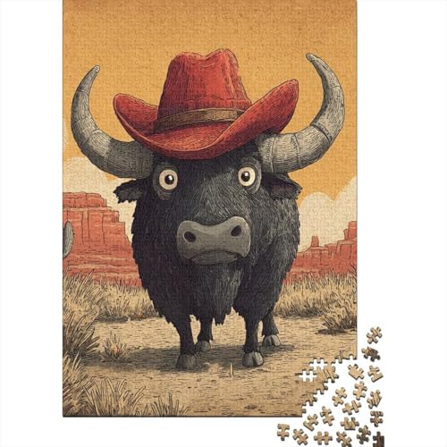 KuhmitrotemCowboyhutinderWüste1000Teile:UnmöglichesPuzzleFürErwachsene,Spiele,Geschenke,Kinder,Herausforderungs38x26cm/1000pcs von kaiyun
