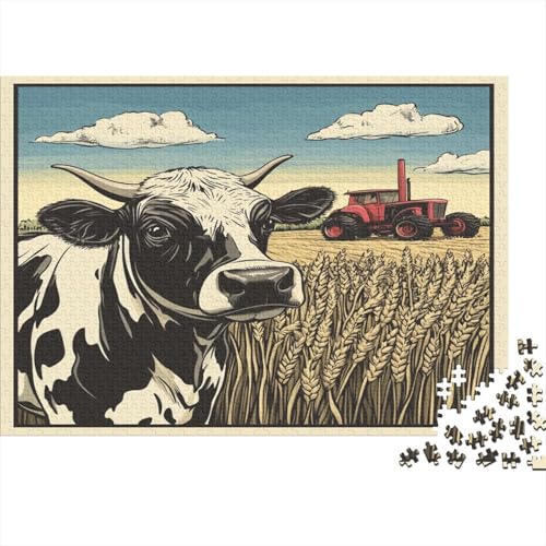 Kuhs, Traktor and Wheat 1000pcs (75x50cm) Puzzles, Die Für Erwachsene Und Personen Ab 14 Jahren Geeignet Sind Retro-Comic-Stil von kaiyun