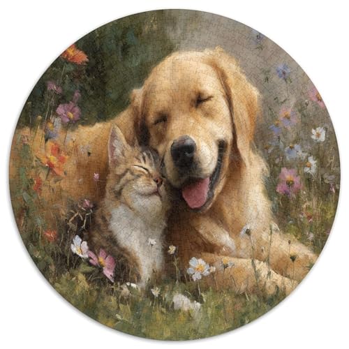 Lächelnder Golden Retriever und süßes KätzchenPuzzle 1000 Teile Für Erwachsene, Lernspiele1000pcs (67.5x67.5cm) von kaiyun