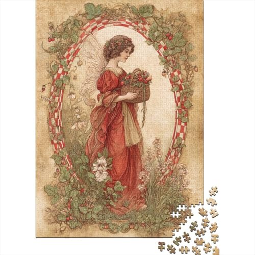 Landhausstil Fee im roten KleidPuzzle 1000 Teile Für Erwachsene, Lernspiele38x26cm/1000pcs von kaiyun