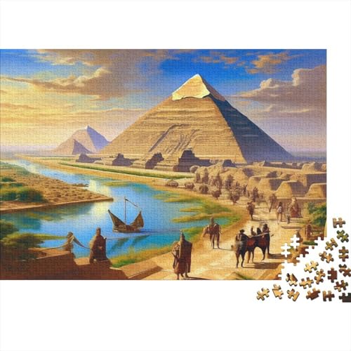 Landschaft im Alten Ägypten 1000pcs (75x50cm) Schwer Puzzle Lernspiel Impossible Nil Pyramideen Herausforderung Spielzeug Für Erwachsene Kinder von kaiyun