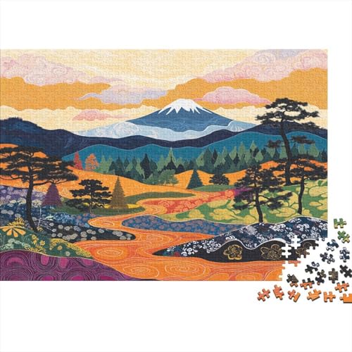 Landschaftsgemälde des Fuji Puzzle 1000pcs (75x50cm) Erwachsene Wellen and Clouds Puzzle,Home Decor von kaiyun