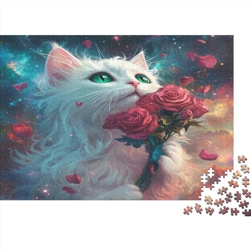 Lang weiß-haired Katze 1000pcs (75x50cm) Schwer Puzzle Lernspiel Impossible Rosen, Galaxie Herausforderung Spielzeug Für Erwachsene Kinder von kaiyun