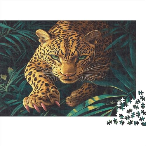 Leopard Rätsel Für Erwachsene |Grüne Augen, Nägel, Rosen| 1000pcs (75x50cm) Puzzles Lernspiele Home Decor von kaiyun