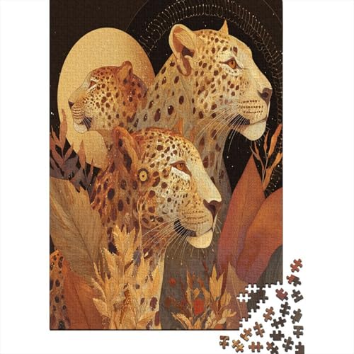 Leopard and Löwe Minimalist Color Background Puzzle 1000 Teile, Lernspiel, Unmöglich, Anspruchsvolles Spielzeug Für Erwachsene Und Kinder Ab 14 Jahren 38x26cm/1000pcs von kaiyun