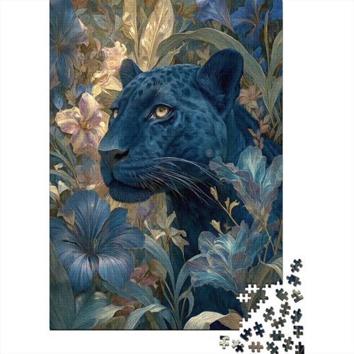 Leopard in Tropical Blume Jungle 38x26cm/1000pcs Erwachsenenpuzzle - DIY-Puzzlespielzeug von kaiyun