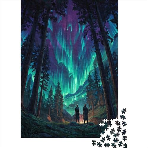 Leuchtendes Polarlicht im Wald 70x50cm/1000pcs Puzzle, Lernspiel Impossible Herausforderungsspielzeug Für Erwachsene Teenager von kaiyun