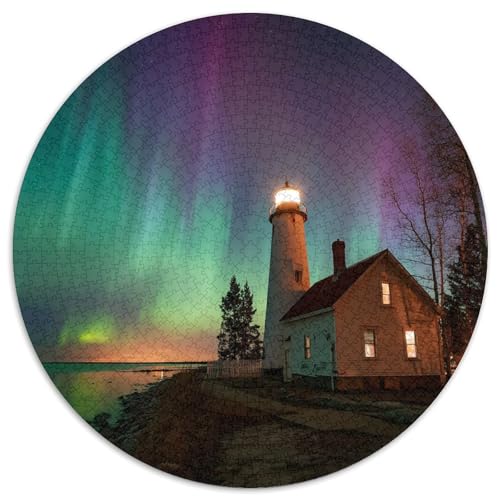 Lighthouse in der Nacht mit Nordlichtern 1000pcs (67.5x67.5cm) Puzzle, Lernspiel Impossible Herausforderungsspielzeug Für Erwachsene Teenager von kaiyun