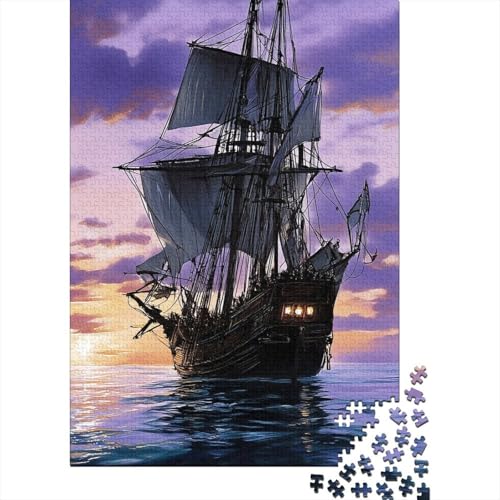 Lila Himmel-Pirate Ship1000 Teile: Unmögliches Puzzle Für Erwachsene, Spiele, Geschenke, Kinder, Herausforderungs38x26cm/1000pcs von kaiyun