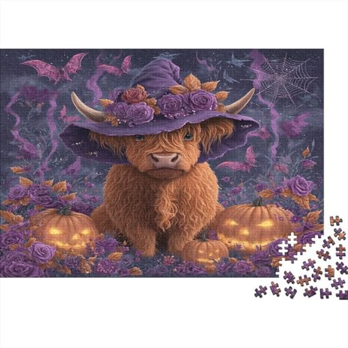 Lila Witch Hat,Fierce Hochland Kuh,1000pcs (75x50cm),DIY-Puzzle Für Erwachsene von kaiyun