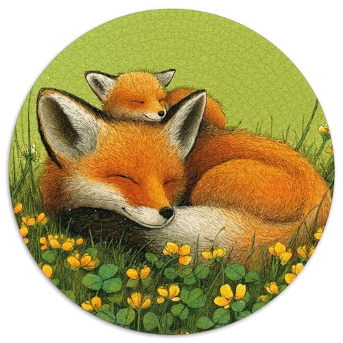 Little FOchse Sleeping on Mother's Back, Open Field1000 Teile: Unmögliches Puzzle Für Erwachsene, Spiele, Geschenke, Kinder, Herausforderungs1000pcs (67.5x67.5cm) von kaiyun