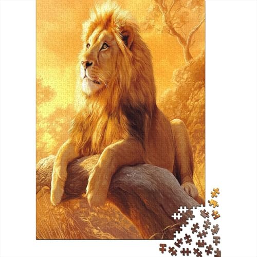 Löwe auf dem Wald1000 Teile: Unmögliches Puzzle Für Erwachsene, Spiele, Geschenke, Kinder, Herausforderungs38x26cm/1000pcs von kaiyun