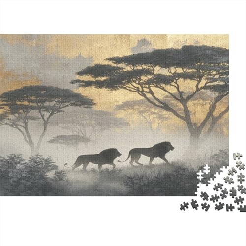 Löwe on The Afrikanische Savanne Rätsel Für Erwachsene |Akazienbaum| 1000pcs (75x50cm) Puzzles Lernspiele Home Decor von kaiyun