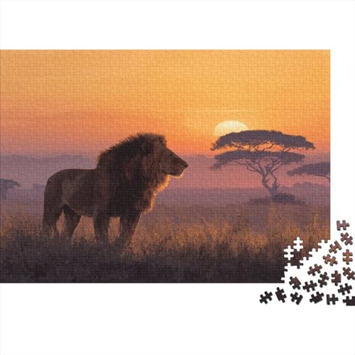 Löwes on The Savannah at Sonnenuntergang Rätsel Für Erwachsene || 1000pcs (75x50cm) Puzzles Lernspiele Home Decor von kaiyun
