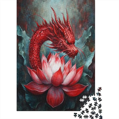 Lotus Red Drache1000 Teile: Unmögliches Puzzle Für Erwachsene, Spiele, Geschenke, Kinder, Herausforderungs70x50cm/1000pcs von kaiyun