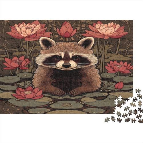 Lotusteich 1000pcs (75x50cm) Schwer Puzzle Lernspiel Impossible Brauner Waschbär Herausforderung Spielzeug Für Erwachsene Kinder von kaiyun