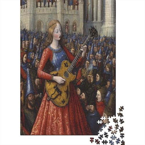 Mädchen spielt E-Gitarre- Mittelalterlicher Stil 70x50cm/1000pcs Puzzle, Lernspiel Impossible Herausforderungsspielzeug Für Erwachsene Teenager von kaiyun