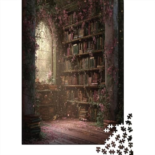 MagischeBibliothek-Vines,PinkBlumes1000Teile:UnmöglichesPuzzleFürErwachsene,Spiele,Geschenke,Kinder,Herausforderungs38x26cm/1000pcs von kaiyun