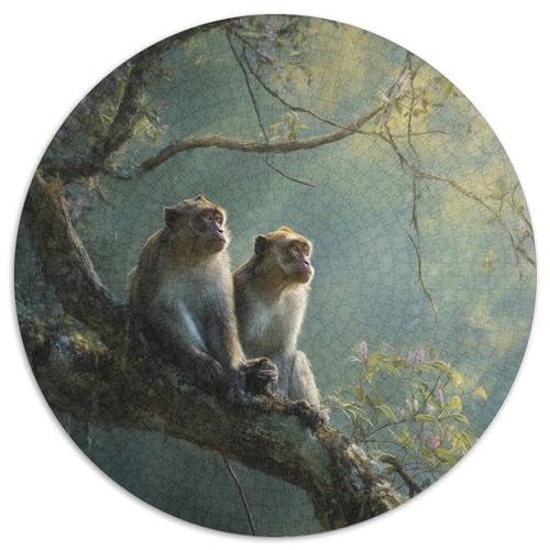 Makake sitzt auf einem Baum im Regenwald 1000pcs (67.5x67.5cm) Schwer Puzzle Lernspiel Impossible Herausforderung Spielzeug Für Erwachsene Kinder von kaiyun