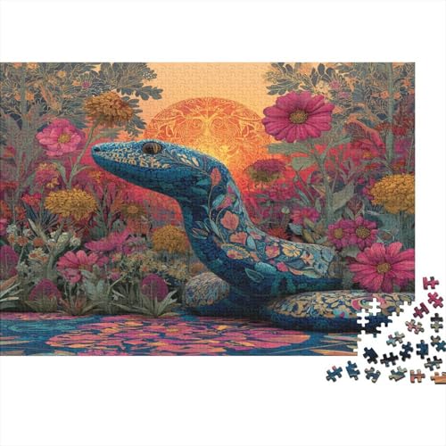 Malaiische Blaue Korallenschlange und Blumen, Gemusterte Nachhaltige Für Erwachsene Hochwertige Holzspielpuzzles 1000pcs (75x50cm) von kaiyun