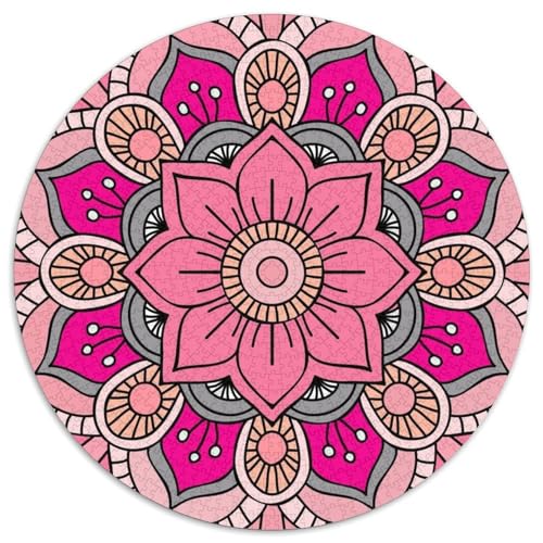 Mandala-Kunst,Rätsel Für Erwachsene 1000pcs (67.5x67.5cm),Herausforderungsspiele Pink and Grey Petals von kaiyun