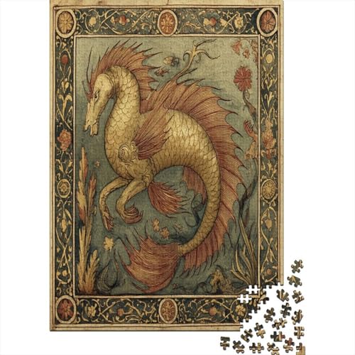 Medieval Drache Painting 70x50cm/1000pcs Erwachsenenpuzzle - DIY-Puzzlespielzeug von kaiyun