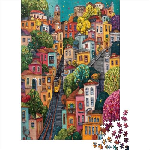 Meerblick und Seilbahn Kleinstadtgebäude1000 Teile: Unmögliches Puzzle Für Erwachsene, Spiele, Geschenke, Kinder, Herausforderungs38x26cm/1000pcs von kaiyun